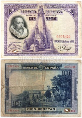 бона Испания 100 песет 1928 год