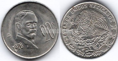 монета Мексика 20 сентаво 1976 год - Франсиско Мадеро