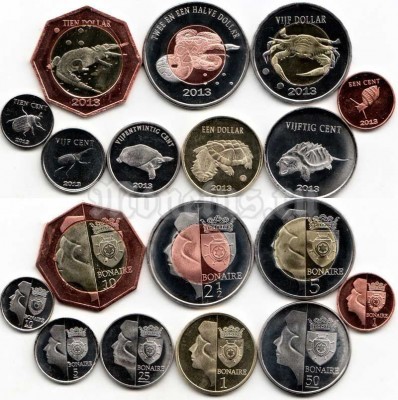 Бонайре (Нидерланды) набор из 9-ти монет 2013 год фауна
