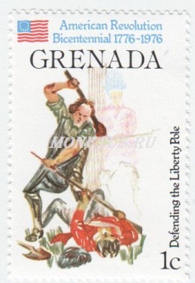 марка Гренада 1 цент Американская Революция 1976 год