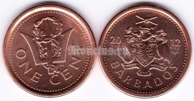 монета Барбадос 1 цент 2012 год