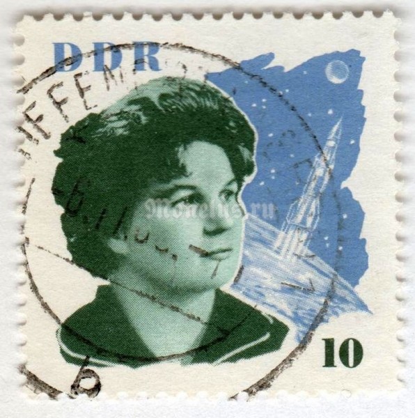 марка ГДР 10 пфенниг "Tereshkova" 1963 год Гашение