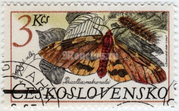 марка Чехословакия 3 кроны "Matron (Pericaltia matronula)" 1987 год гашение