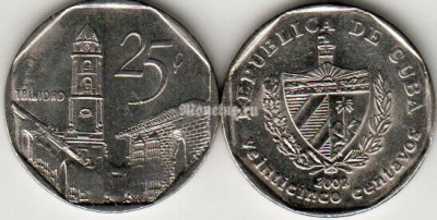Монета Куба 25 сентаво 2002 год