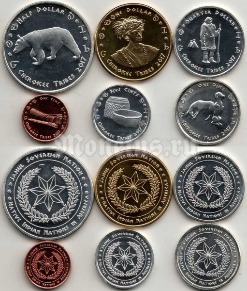 Набор из 6-ти монет США 2017 год - Индейская резервация Чероки