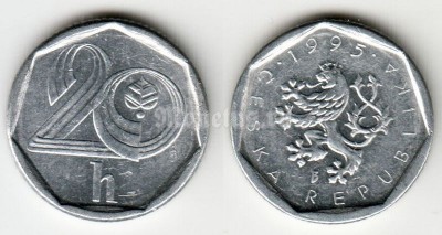 монета Чехия 20 геллеров 1995 год