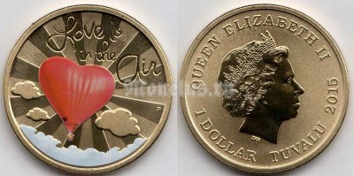 монета Тувалу 1 доллар 2015 год - Любовь витает в воздухе