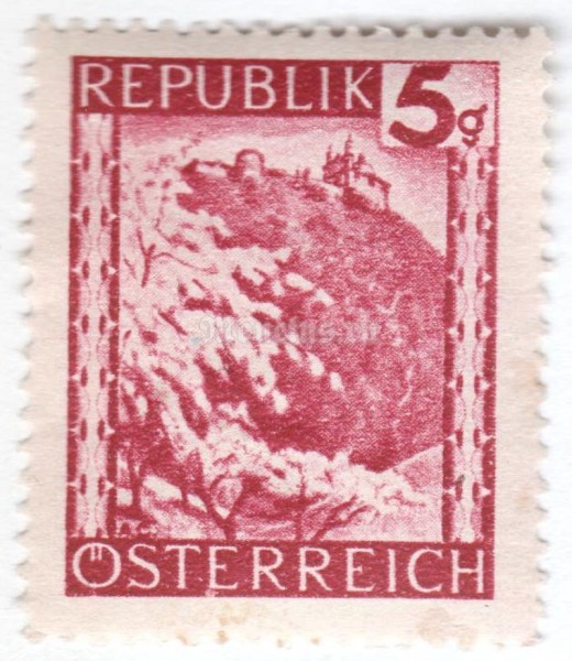 марка Австрия 5 грош "Leopoldsberg (Vienna)" 1945 год