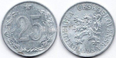 монета Чехословакия 25 геллеров 1953 год