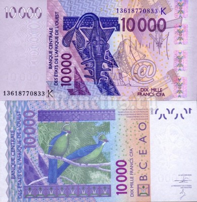 банкнота Западная Африка 10 000 франков 2003 (2003-2018) год