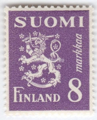 марка Финляндия 8 марок "Coat of Arms" 1946 год
