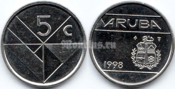 монета Аруба 5 центов 1998 год