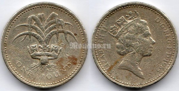 монета Великобритания 1 фунт 1985 год