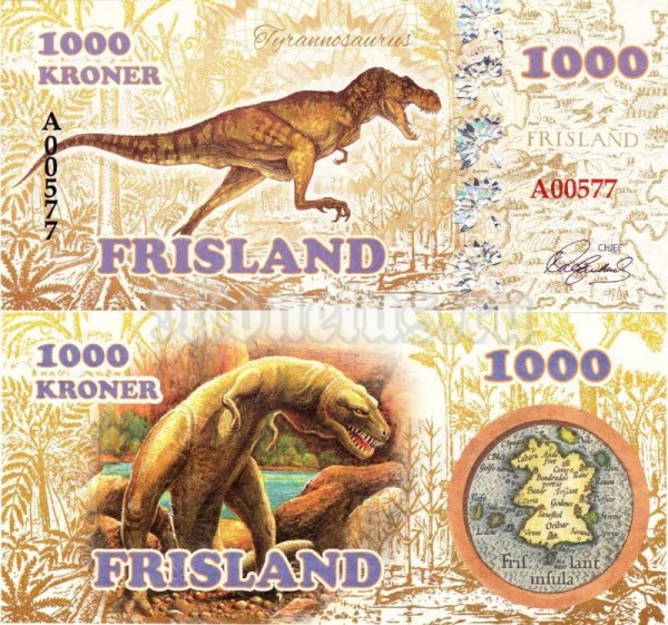 Бона Фрисланд 1000 крон 2016 год Тираннозавр
