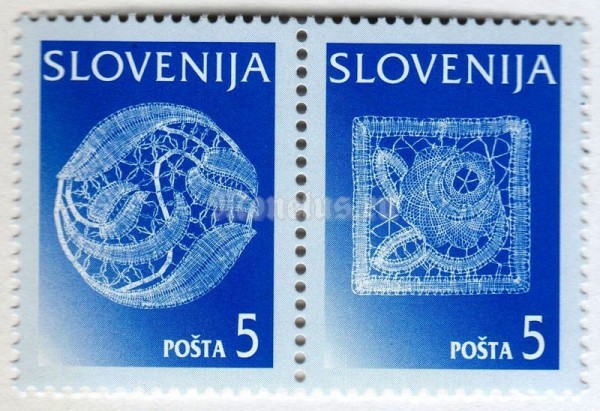 сцепка Словения 10 толара "Flowers and leaves forming circular design ( Framed rose )" 1996 год
