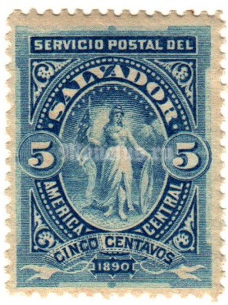 марка Сальвадор 5 сентаво "Победа" 1890 год