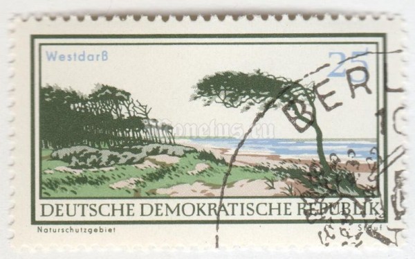 марка ГДР 25 пфенниг "Westdarß" 1966 год Гашение