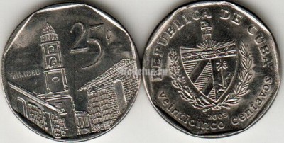 Монета Куба 25 сентаво 2003 год