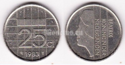монета Нидерланды 25 центов 1983 год