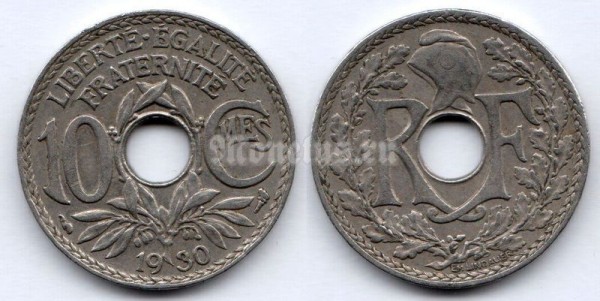 монета Франция 10 сантимов 1930 год