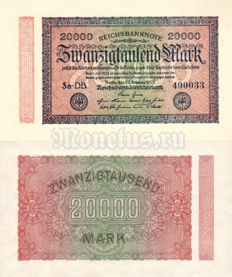 банкнота Германия 20 000 марок 1923 год
