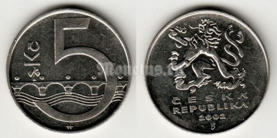 монета Чехия 5 крон 2002 год