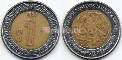 монета Мексика 1 песо 1997 года