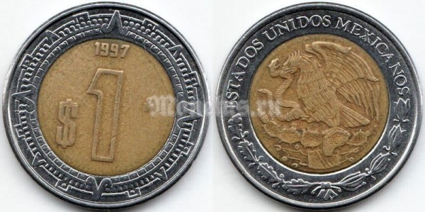 монета Мексика 1 песо 1997 года