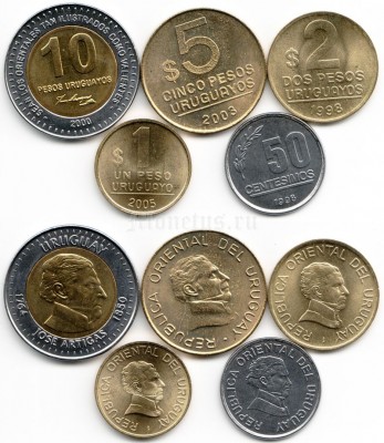 Уругвай набор из 5-ти монет