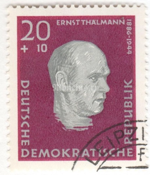 марка ГДР 20+10 пфенниг "Thälmann, Ernst" 1958 год Гашение