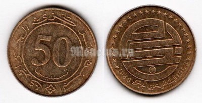 монета Алжир 50 сантимов 1988 год