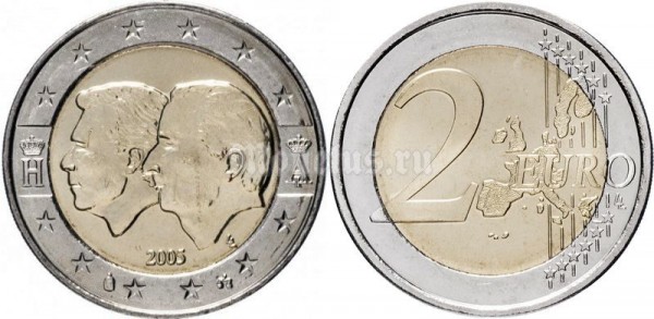 монета Бельгия 2 евро 2005 год - Бельгийско-Люксембургский экономический союз
