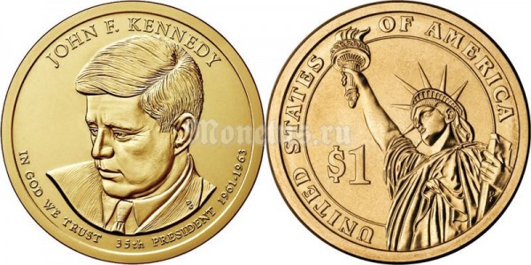 Монета 1 доллар 2015 год Джон Кеннеди 35-й президент США