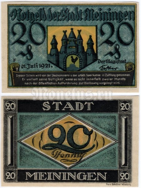 Нотгельд Германия 20 пфеннигов 1921 год