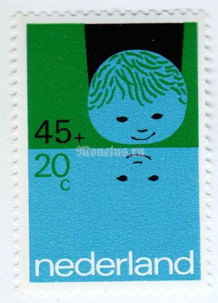 марка Нидерланды 45+20 центов "Water" 1971 год