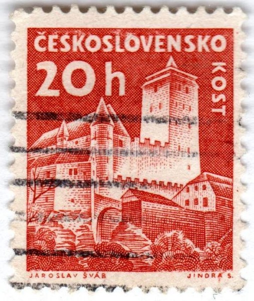 марка Чехословакия 20 геллеров "Kost castle" 1960 год Гашение