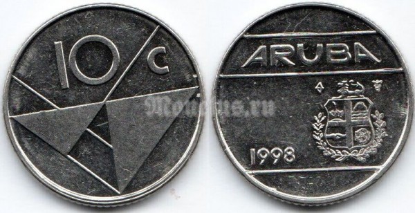 монета Аруба 10 центов 1998 год