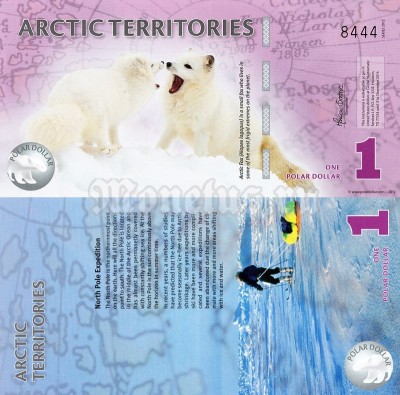 бона Арктика 1 доллар 2012 год, пластик