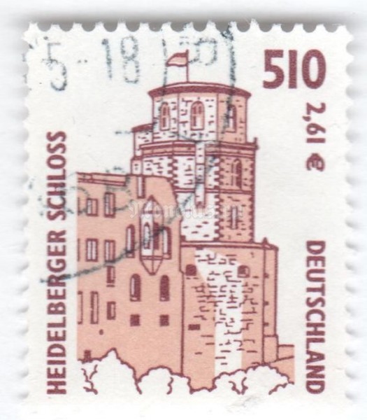 марка ФРГ 510 пфенниг "Heidelberg Castle" 2001 год Гашение