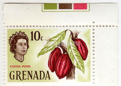 марка Гренада 10 центов "Cacao Pods" 1966 год