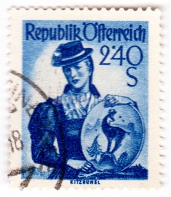 марка Австрия 2,40 Австрийский шиллинг "Тироль, Кицбюэль" 1958 год