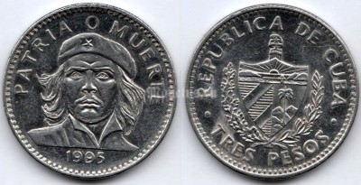 монета Куба 3 песо 1995 год Че Гевара
