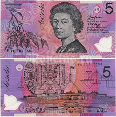 банкнота Австралия 5 долларов 2006 год - Елизавета II, пластик