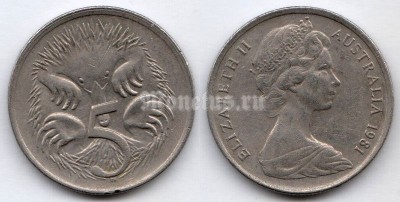 монета Австралия 5 центов 1981 год
