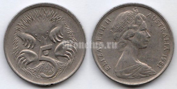 монета Австралия 5 центов 1981 год