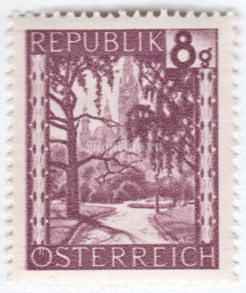 марка Австрия 8 грош "Rathauspark (Vienna)" 1946 год №2