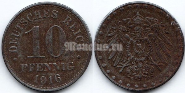 монета Германия 10 пфеннигов 1916 год