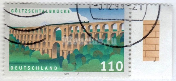 марка ФРГ 110 пфенниг "Göltzschtal bridge*" 1999 год Гашение