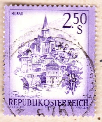 марка Австрия 2,50 Австрийский шиллинга "Мурау" 1974 год