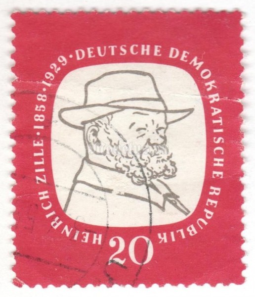 марка ГДР 20 пфенниг "Heinrich Zille (1858-1929)" 1958 год Гашение